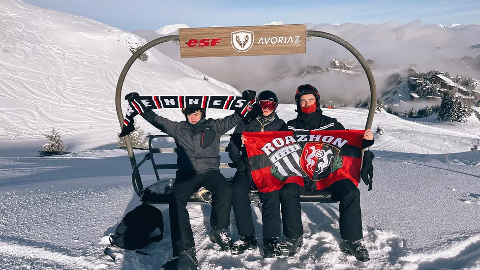 Pierre-Louis, Valentine et Baptiste à Avoriaz (Haute-Savoie)