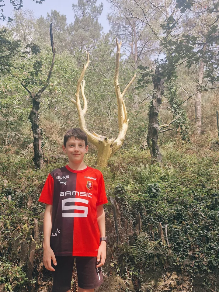 Axel devant l’arbre d’or de la forêt de Brocéliande