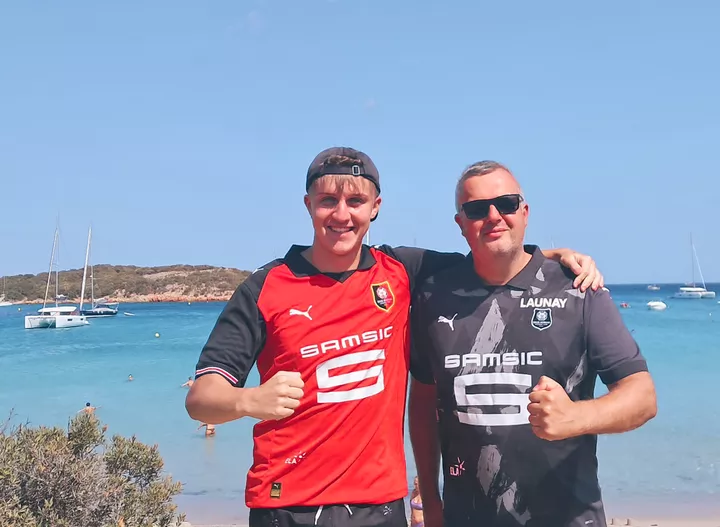 Baptiste et Sébastien à la plage de Rondinara (Corse)