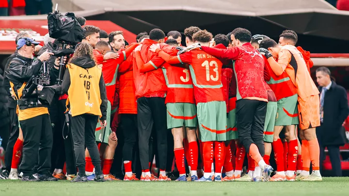Les Marocains avant la s&eacute;ance de tirs au but face au Nigeria.