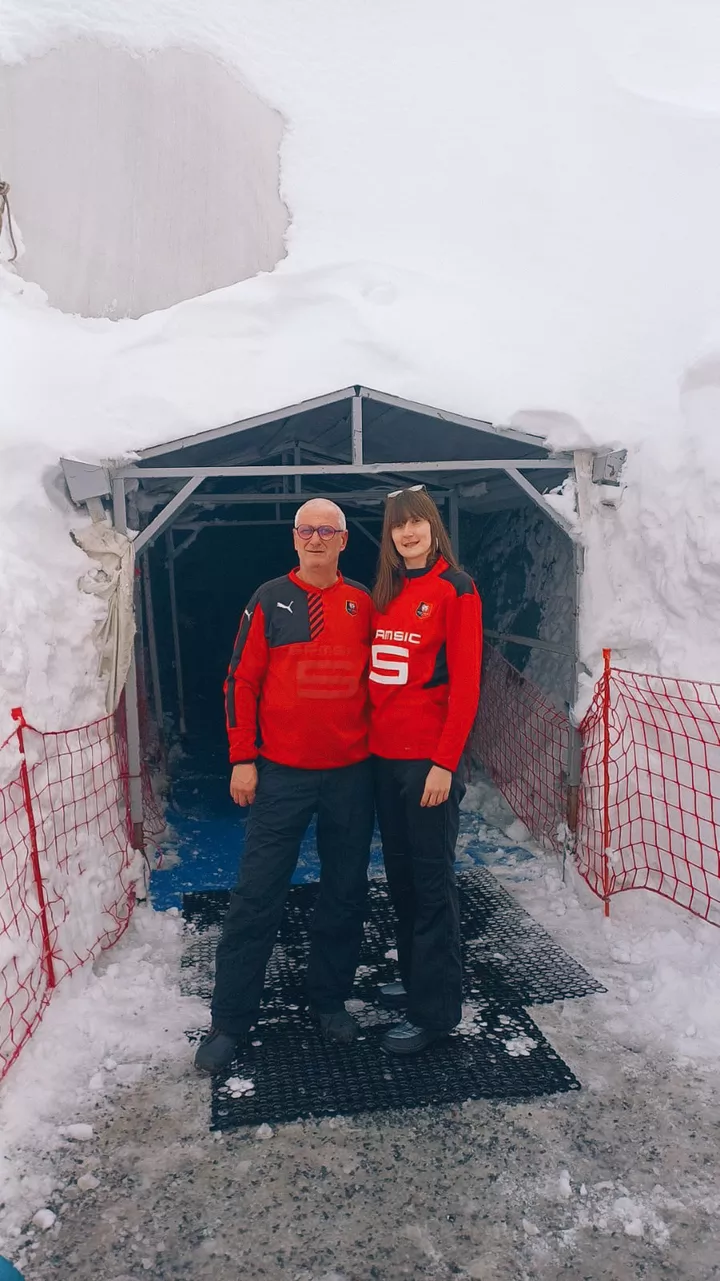 Sébastien et Leana à la Mer de glace à Chamonix (Haute-Savoie)