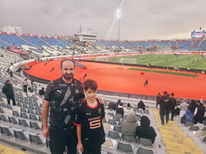 Maxime et Ilyas au stade Mohammed-V de Casablanca pendant la CAN 2025